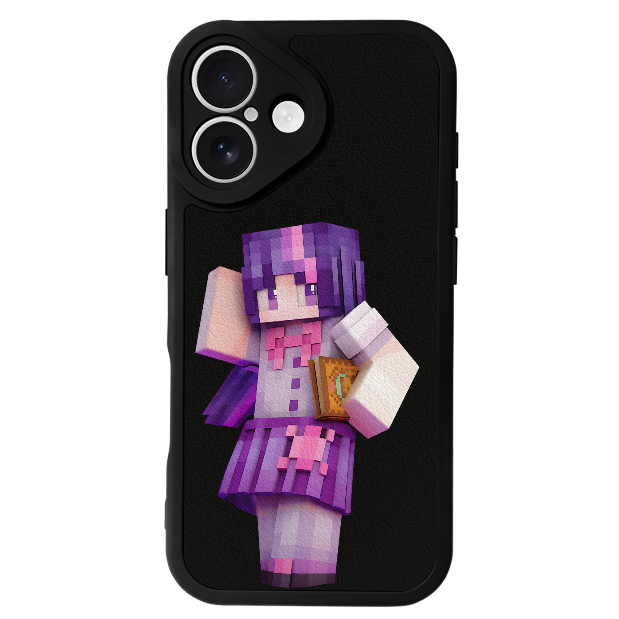 （画像用） マインクラフト ブロックの世界 Minecraft MC Block world 【iPhone 16シリーズ対応】シリコンスマホケース（レザー調） 材質：シリコン